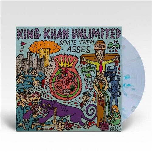 KING KHAN UNLIMITED Opiate Them Asses (Clear Aquamarine White Splatter) LP VINYL